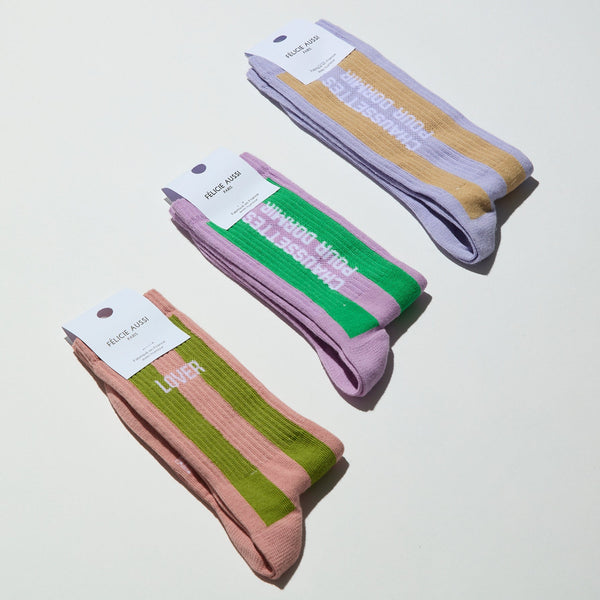 CHAUSSETTES POUR DORMIR SOCKS - MAUVE/SABLE