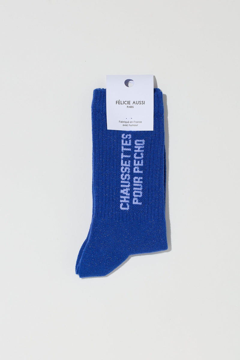 CHAUSSETTES POUR PECHO SOCKS - BLUE GLITTER 