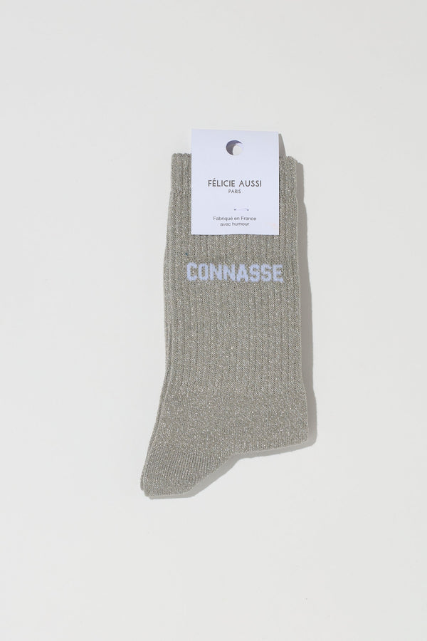 CONNASSE SOCKS - GREY GLITTER