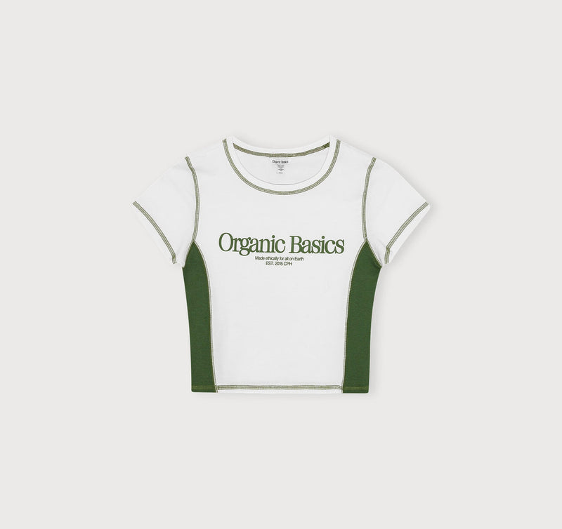 CORE ICON 90'S BABY TEE - WHITE/EVERGREEN