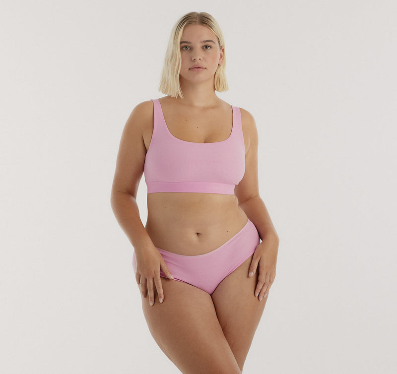 CORE RIB TANK BRALETTE  - PETAL PINK