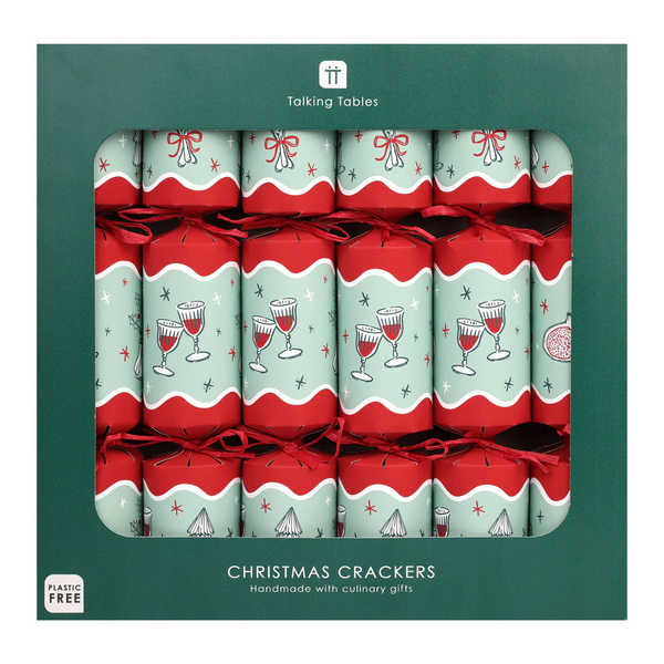 TALKING TABLES Bon Noel Icons Green Christmas Crackers Pack