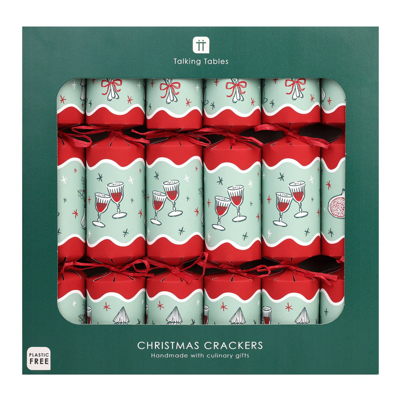 TALKING TABLES Bon Noel Icons Green Christmas Crackers Pack