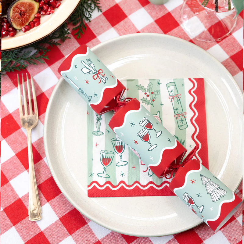 TALKING TABLES Bon Noel Icons Green Christmas Crackers Pack