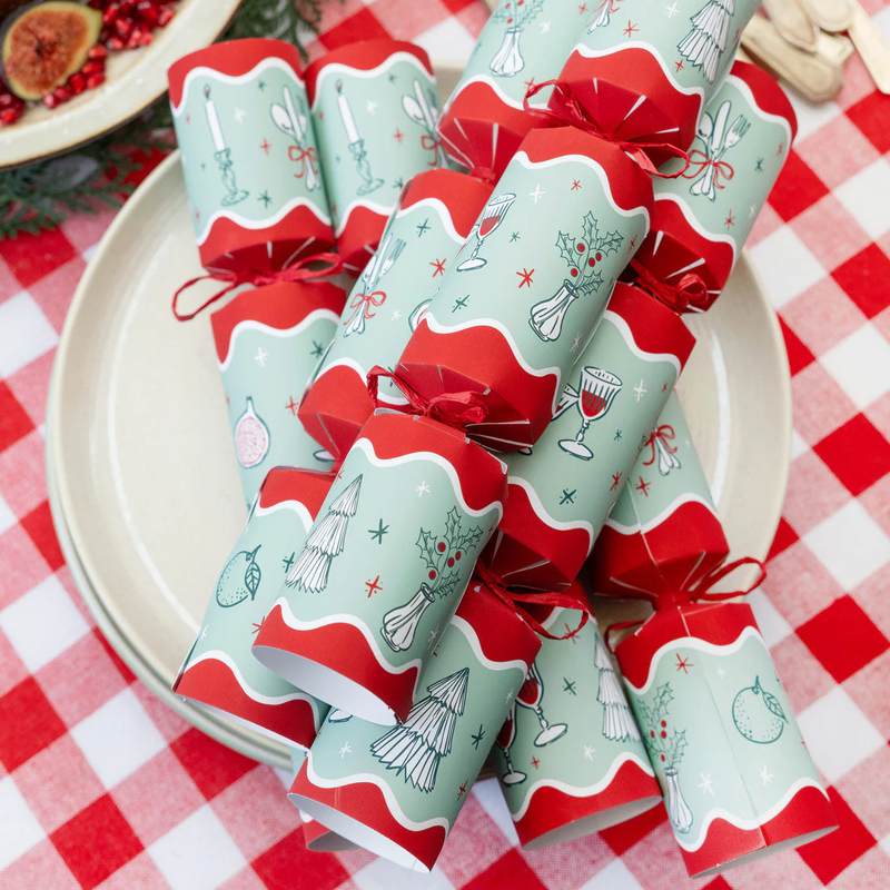TALKING TABLES Bon Noel Icons Green Christmas Crackers Pack