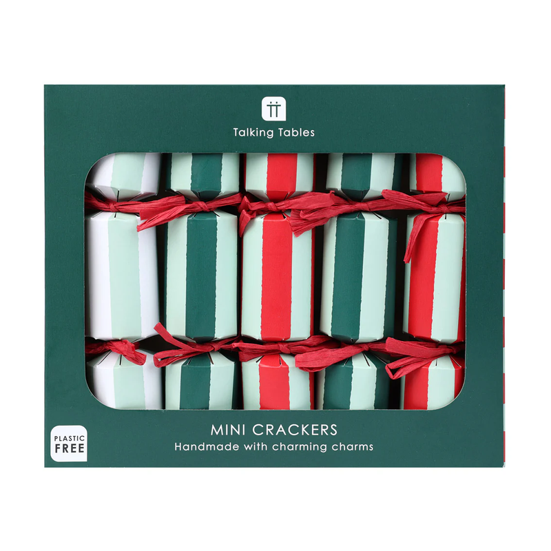 TALKING TABLES Striped Christmas Mini Crackers Pack