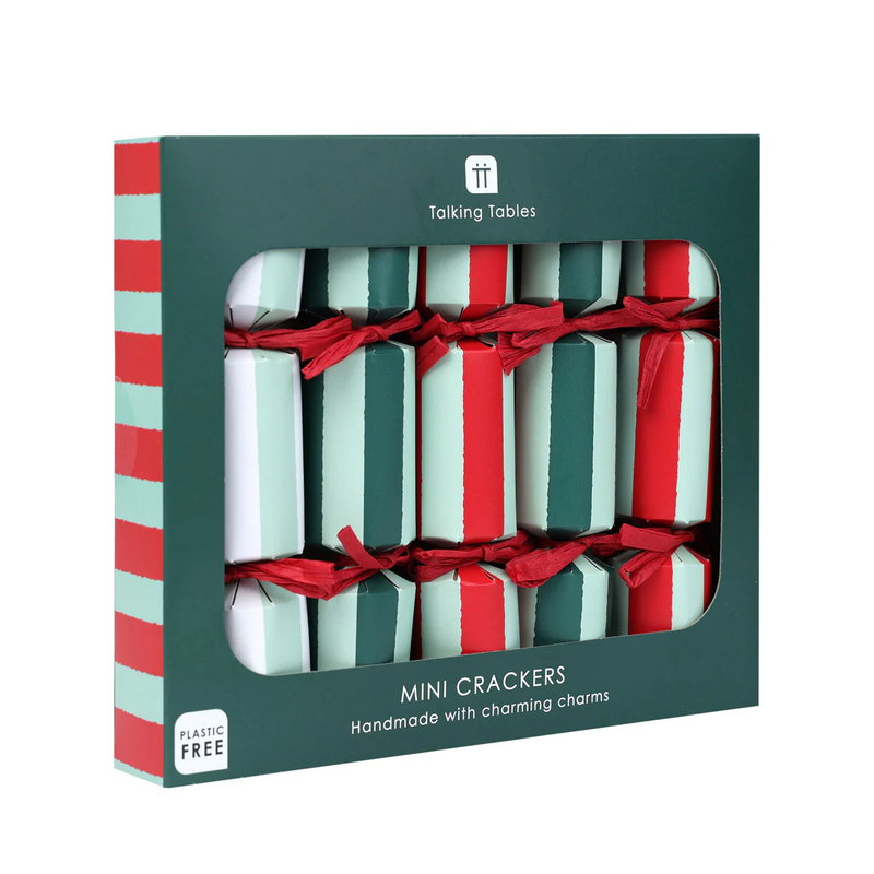 TALKING TABLES Striped Christmas Mini Crackers Pack