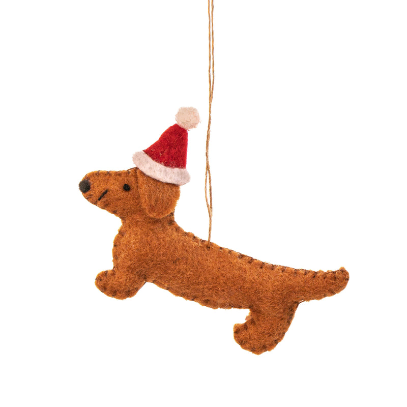 Sass and Belle Sausage Dog Flat Felt Hanging Decoration