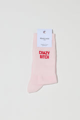 CRAZY B*TCH SOCKS - ROSE PALE