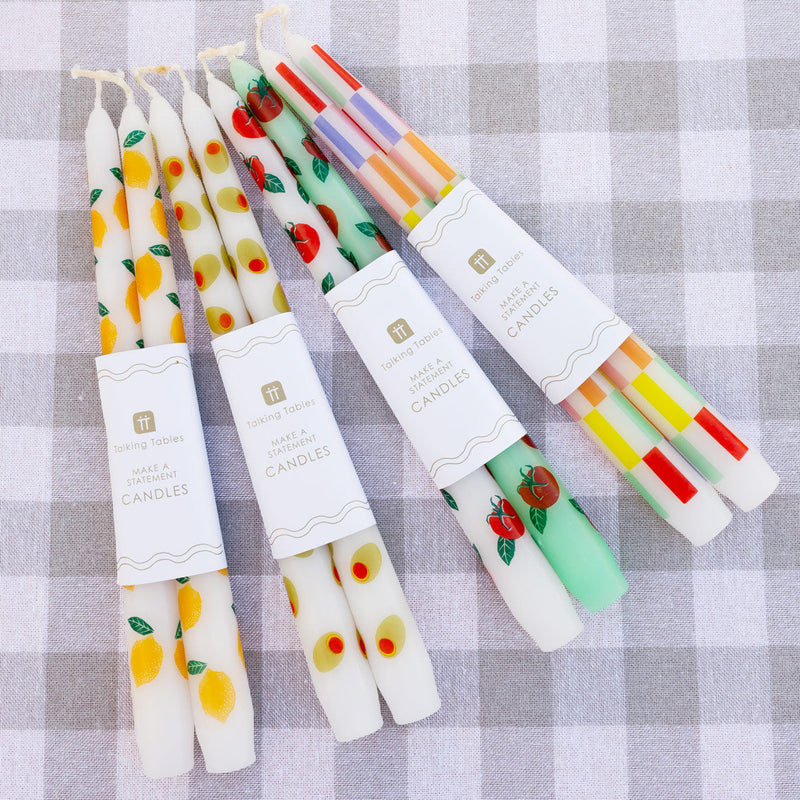 TALKING TABLES Lemon Taper Dinner Candles Pack