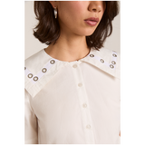 CYRUS EYELET BLOUSE - WHITE