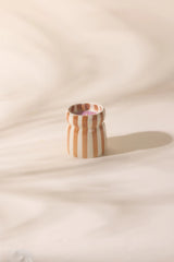 Cabana Rust Striped Ceramic Candle - Sienna Sunset