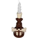 Candle Stick Dachshund Polyresin Brown 11.5x10.5x21.5cm
