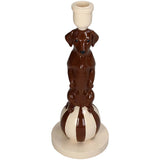 Candle Stick Dachshund Polyresin Brown 11.5x11.5x29.5cm