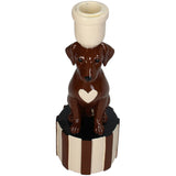Candle Stick Dachshund Polyresin Brown 7.5x10x21.5