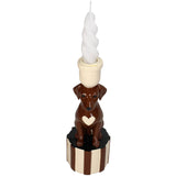 Candle Stick Dachshund Polyresin Brown 7.5x10x21.5