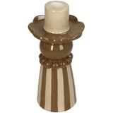 Candle Stick Stoneware Beige 9.5x9.5x20cm