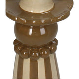 Candle Stick Stoneware Beige 9.5x9.5x20cm