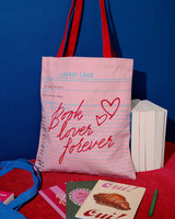 Canvas Tote, Library Card (Pink)