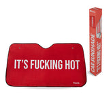 Car sunshade ‘its fucking hot’ red