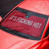 Car sunshade ‘its fucking hot’ red
