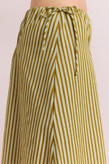 Caspia Volume Midi Skirt - Basil Stripe