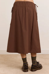 Caspia Volume Midi Skirt - Choc
