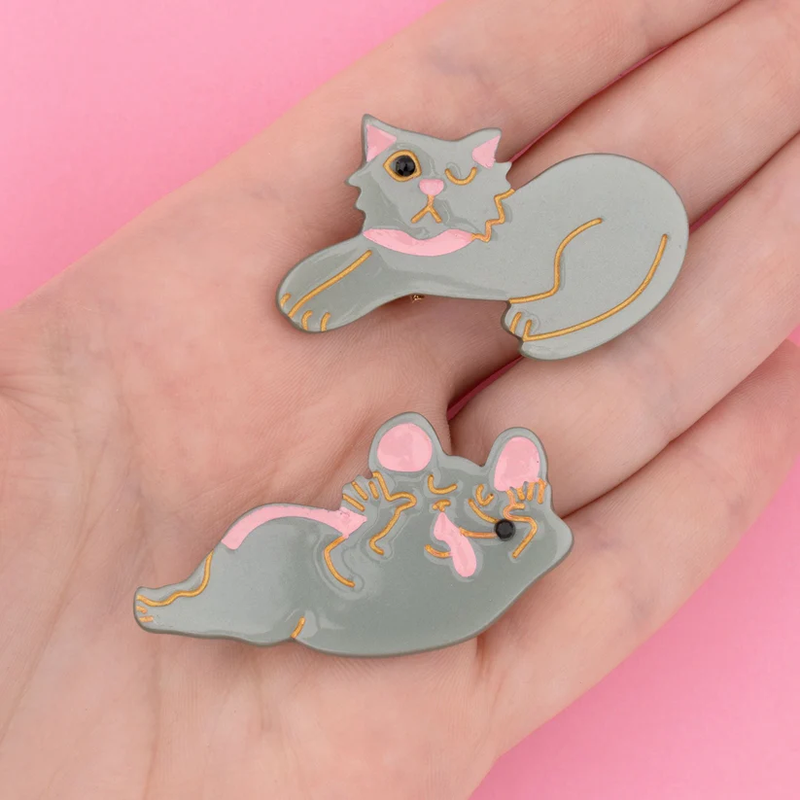 Cat & mouse hair clips