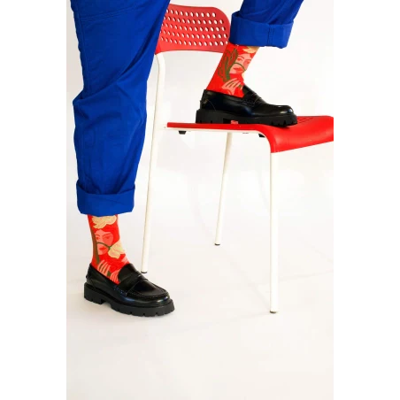 Chaussette Visages rouge
