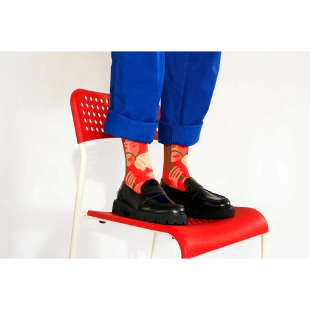 Chaussette Visages rouge