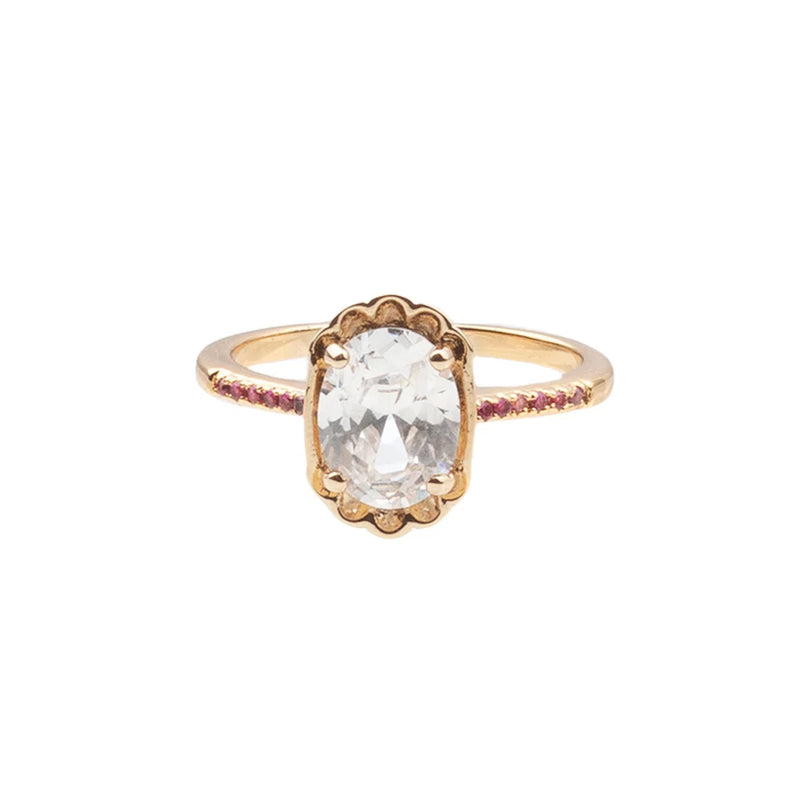 Ch?rie Goldplated Ring Oval Clear Pink