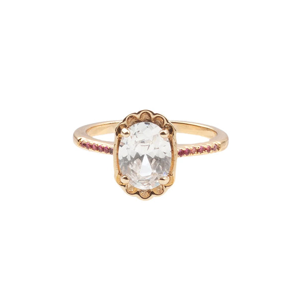 Ch?rie Goldplated Ring Oval Clear Pink