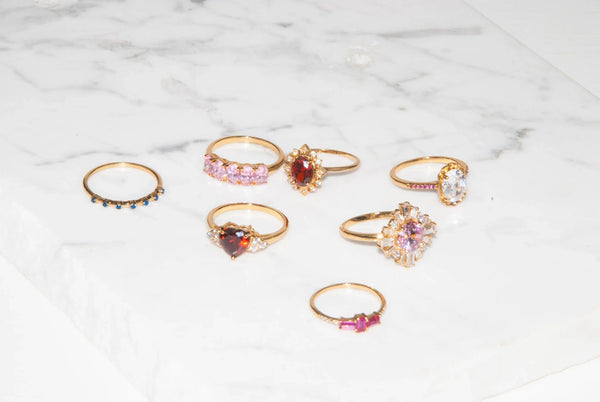 Ch?rie Goldplated Ring Oval Clear Pink