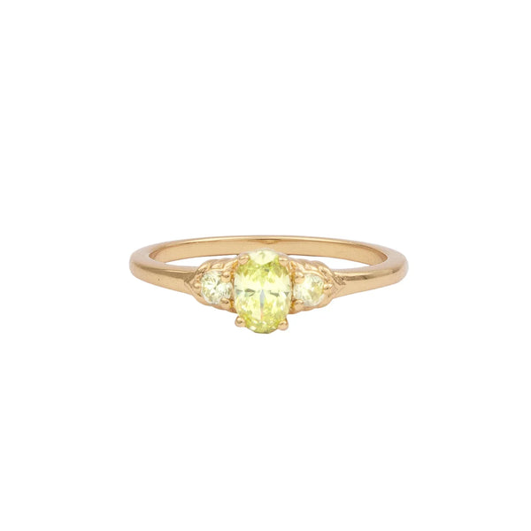 Ch?rie Goldplated Ring Oval Small Lime