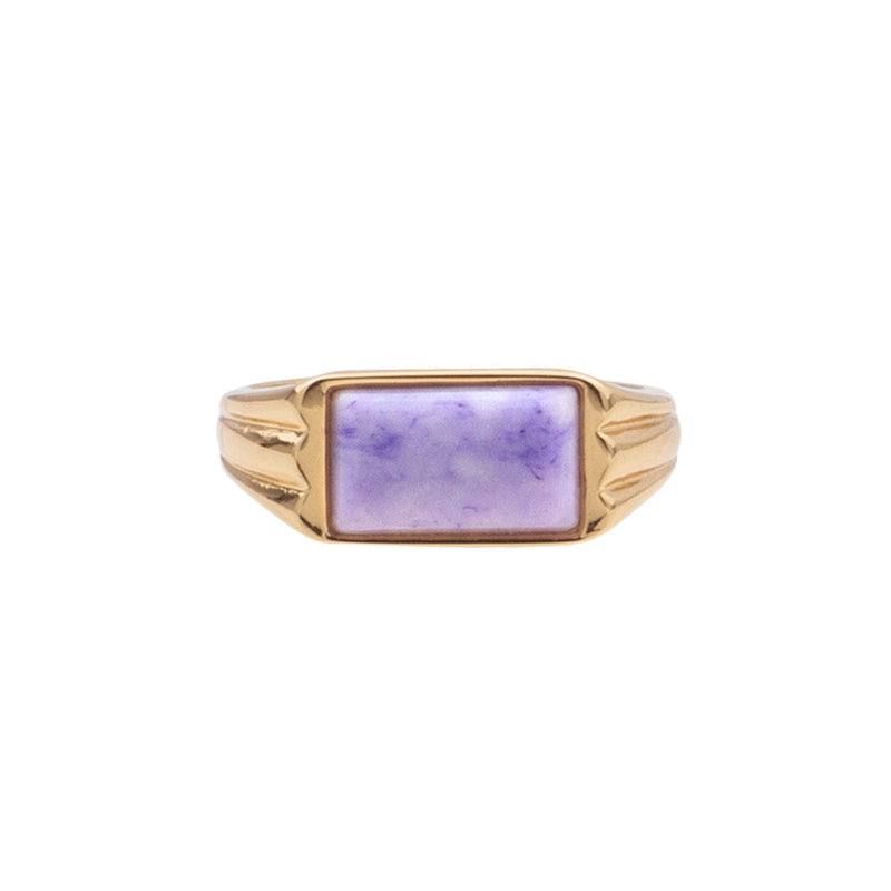 Cherie Goldplated Ring Rectangle Marble Lilac