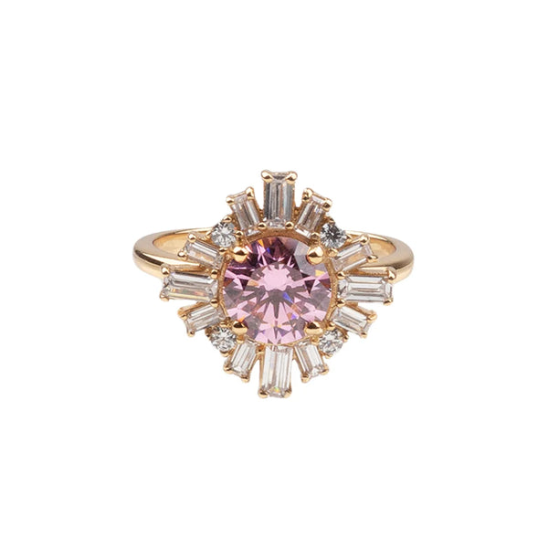 Ch?rie Goldplated Ring Sun Light Pink Clear