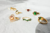 Ch?rie Goldplated Ring Zigzag Green