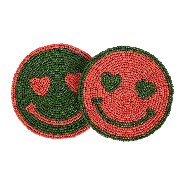 Coaster Green Smiley Pink Eyes 