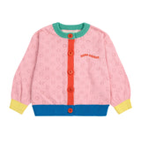 Color block open work cardigan