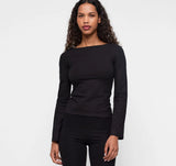 Core Boat Neck Long Sleeve - Black