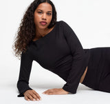 Core Boat Neck Long Sleeve - Black