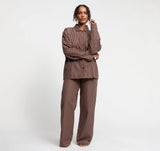 Core Sleep Poplin Pants 2.0 - Truffle Stripe