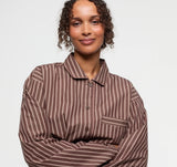 Core Sleep Poplin Shirt 2.0 - Truffle Stripe