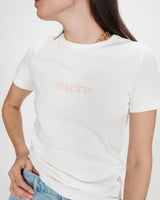Cotton slogan T-shirt ivoire Vigee