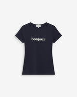 Cotton slogan T-shirt marine Vigee