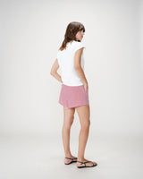 Cotton slogan embroidered T-shirt fuchsia Wylo