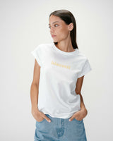 Cotton slogan embroidered T-shirt jaune Wylo