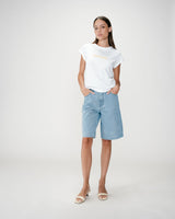 Cotton slogan embroidered T-shirt jaune Wylo