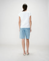 Cotton slogan embroidered T-shirt jaune Wylo