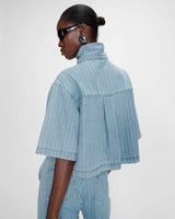 Cropped oversized denim shirt stripedblue Vita
